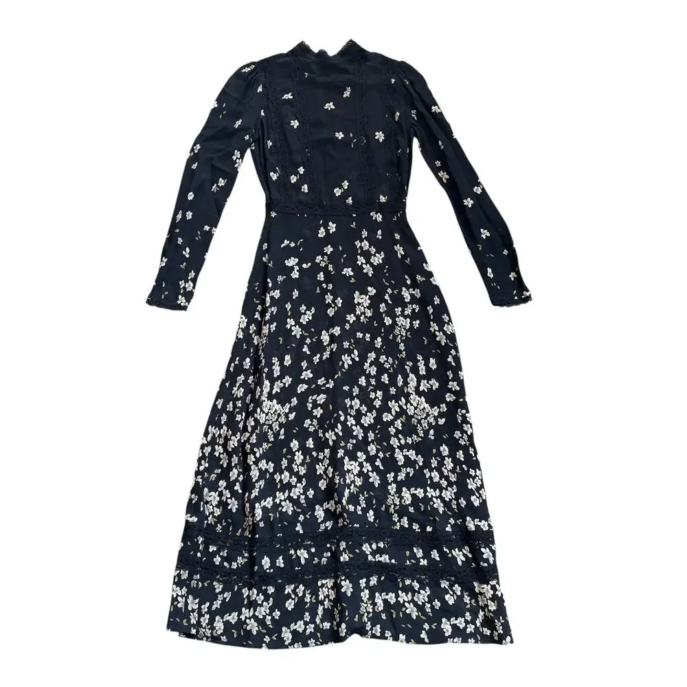 Reformation Natalia Lace Trim Midi Dress - Picture 3 of 12